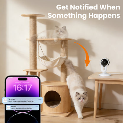 Woomo 2K Indoor Camera for Pet & Baby Monitoring, 1296P Clear View, Motion Alerts & Night Vision, 2-Way Audio, Easy Setup Home Security Cam, Alexa & Google Home Compatible, 2.4G Wi-Fi, 1 PACK