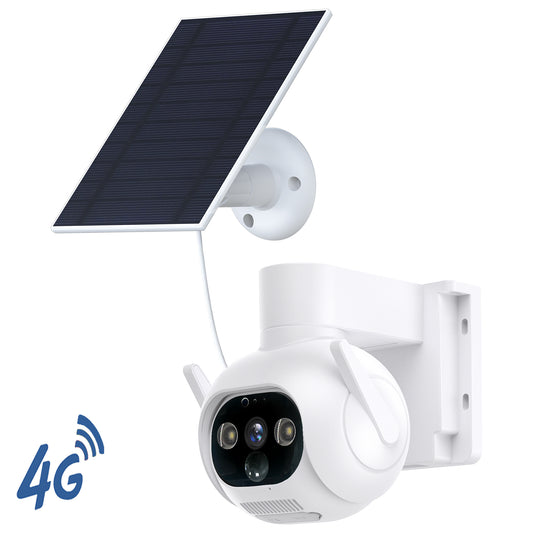 Woomo 4G LTE Cellular Solar Security Camera Outdoor, No WiFi Needed, 360° Live View Pan/Tilt, 2K Color Night Vision, PIR Motion Detection with Auto Tracking, 2-Way Audio, Built-in SIM Card